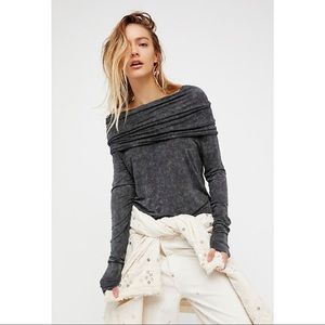 We the Free Navy Cosmo Cowl Long Sleeve Top